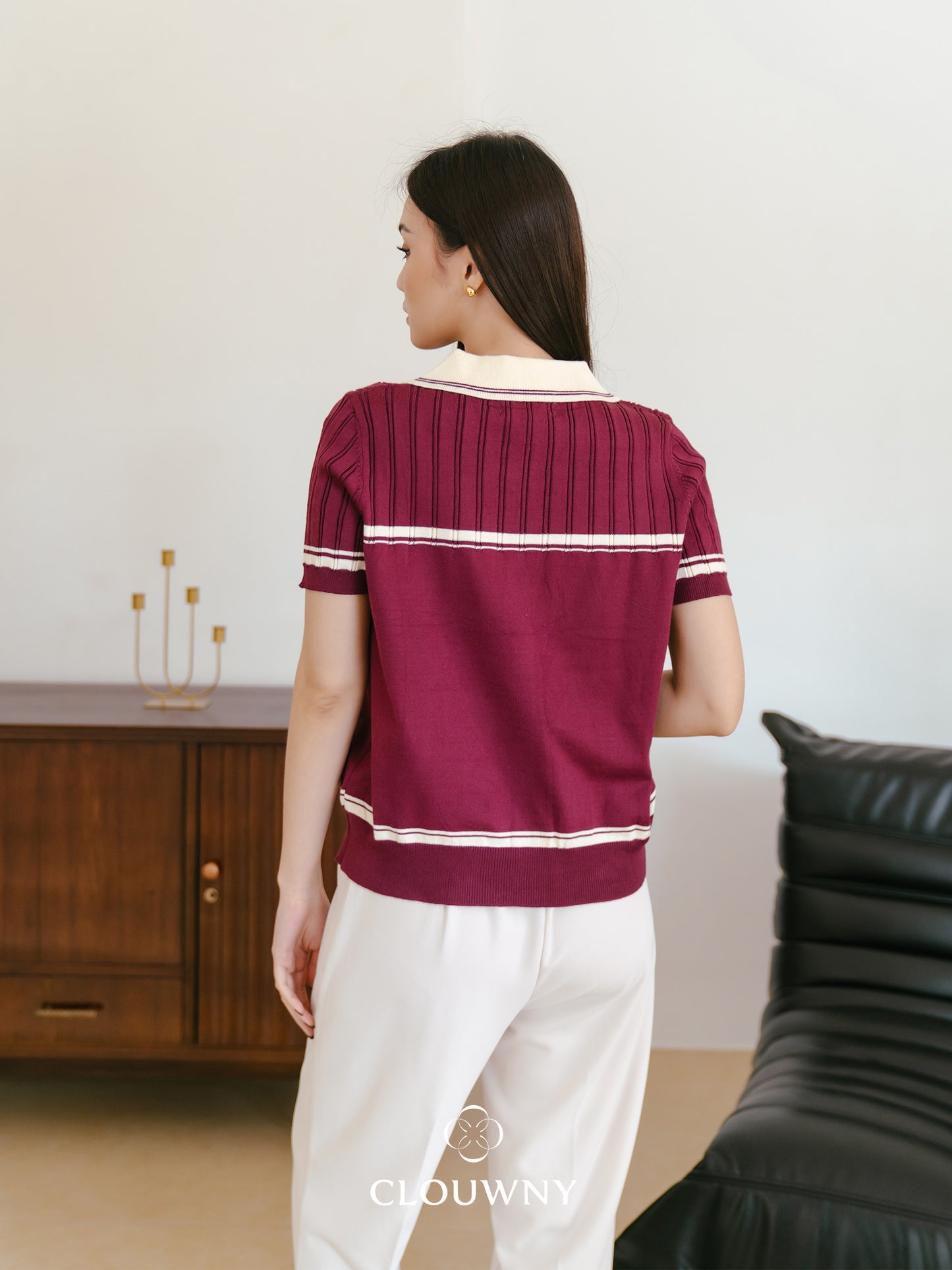 Pegi List Button Knit Top - Magenta