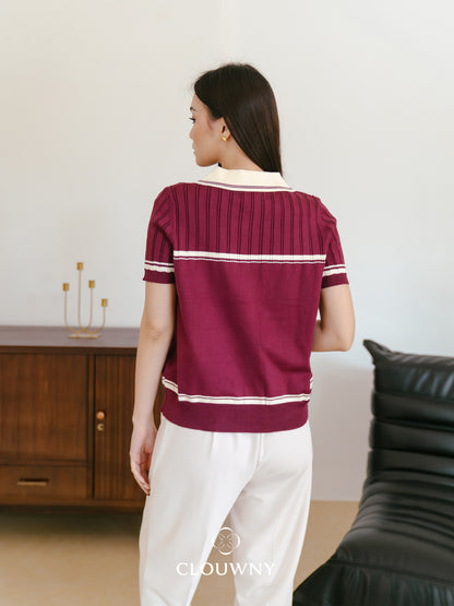 Pegi List Button Knit Top - Magenta