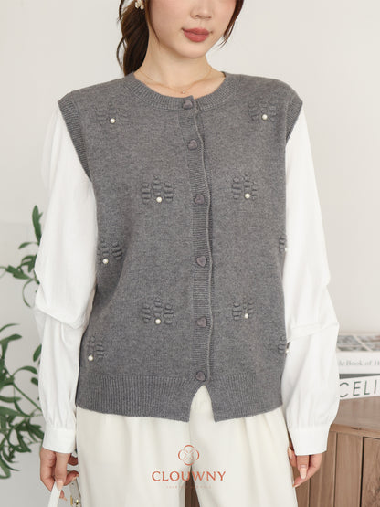 Merita Button Combi Top - Grey