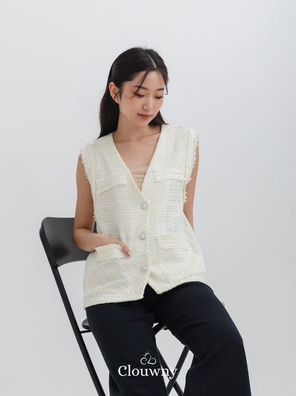 Nada Tweed Vest - White