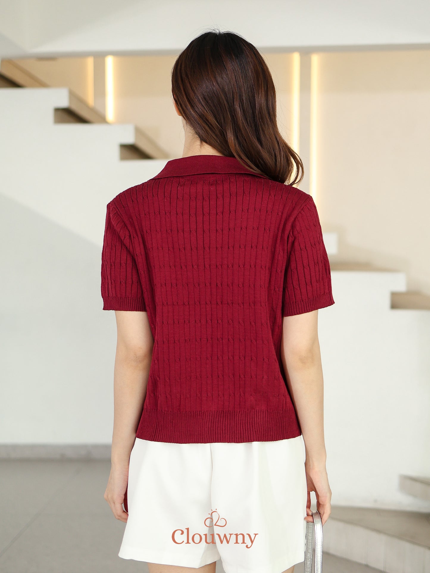 Selma Zipper Knit Top - Maroon