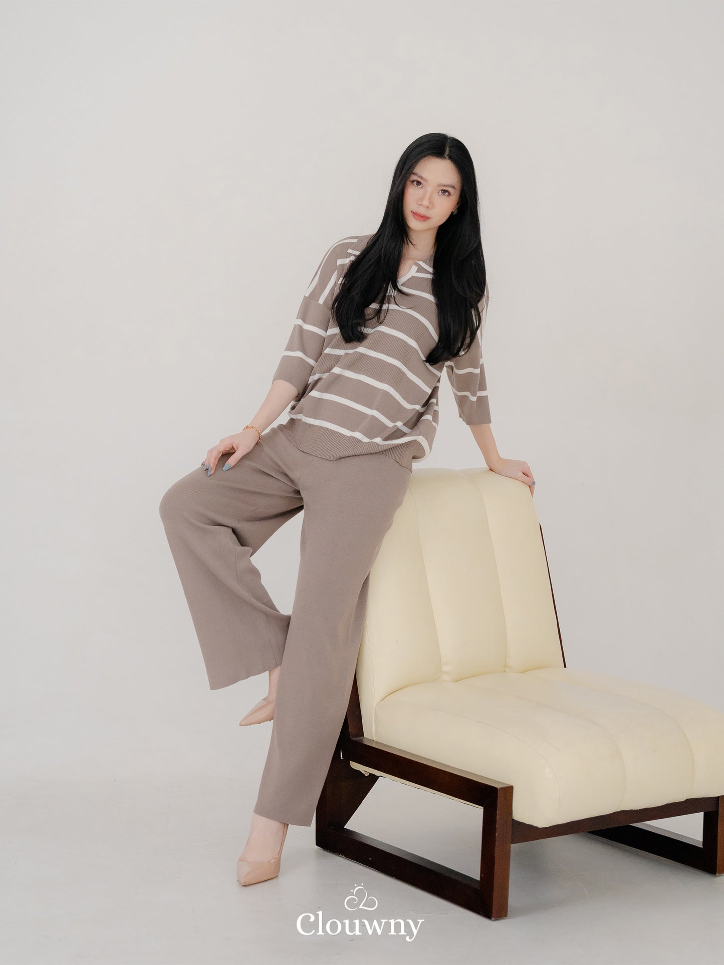 Natasya Stripes Set - Beige