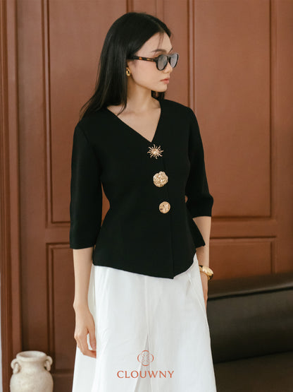 Helios Midisleeve Top - Black