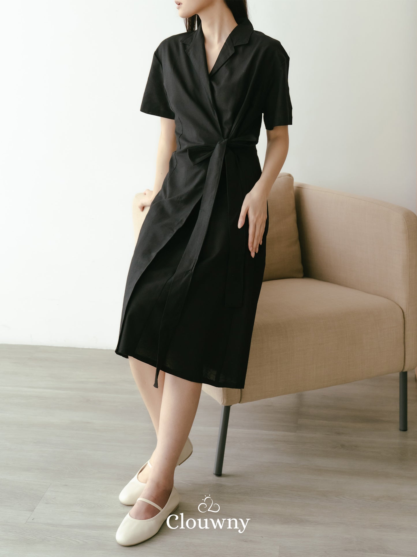 Felora Kimono Belt Dress - Black