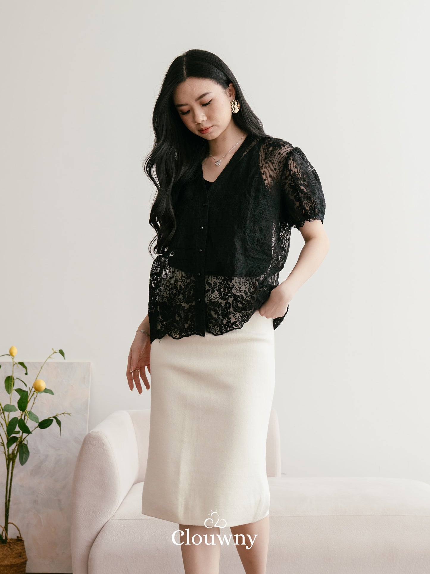 Lotus Lace Blouse - Black