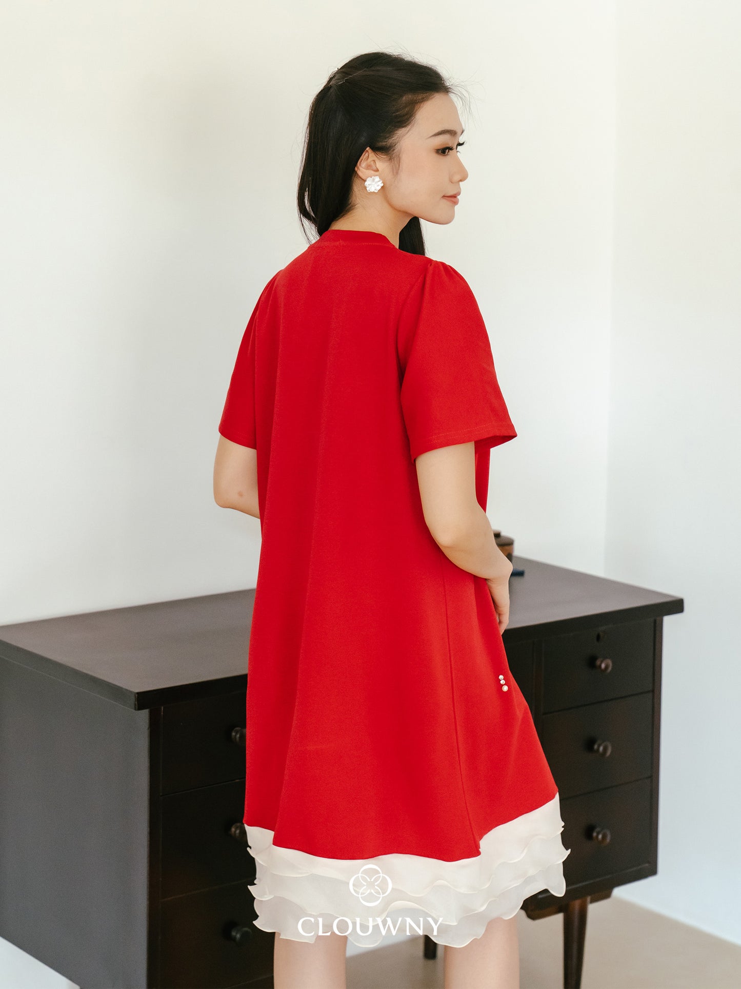 Alberta Pearl Dress - Red