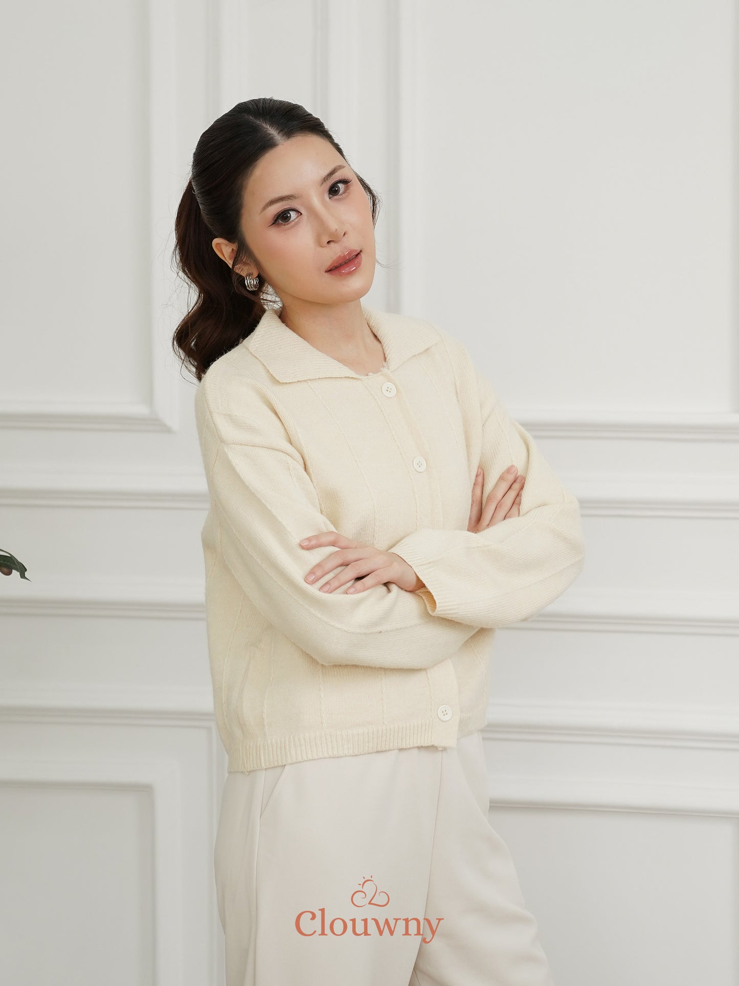 Gratia Pocket Knit Cardigan - Cream