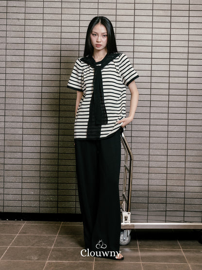 Crystal Scarf Knit Set - Black