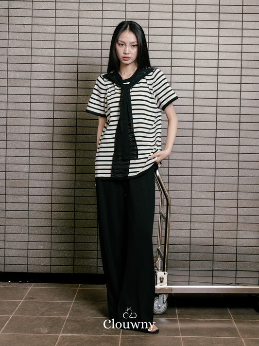 Crystal Scarf Knit Set - Black