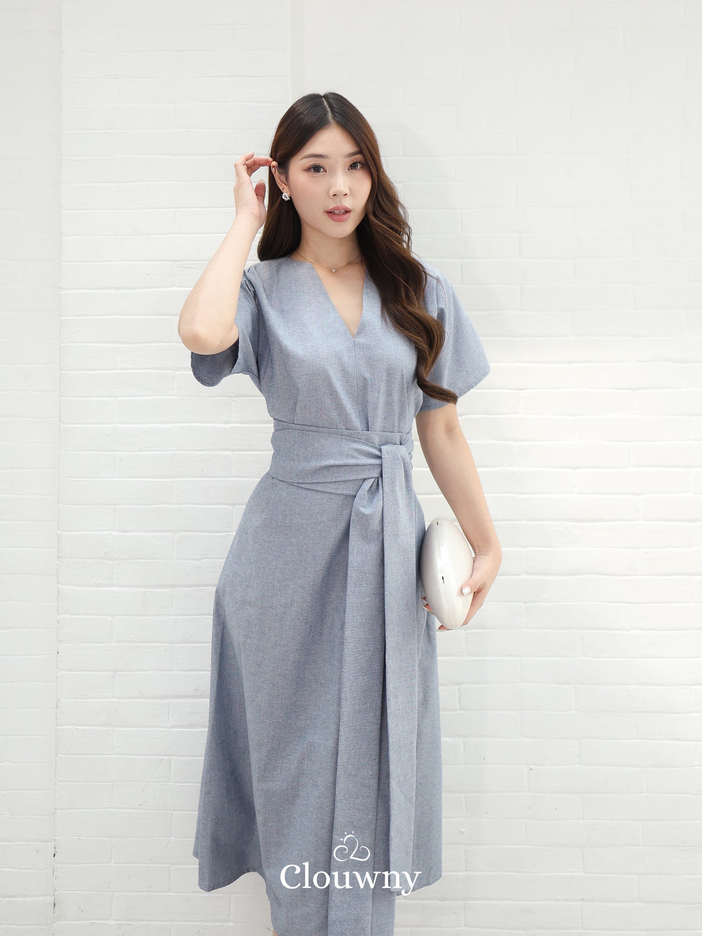 Cava Obi Kimono V-Dress - Blue