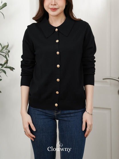 Isora Button Knit Top - Black