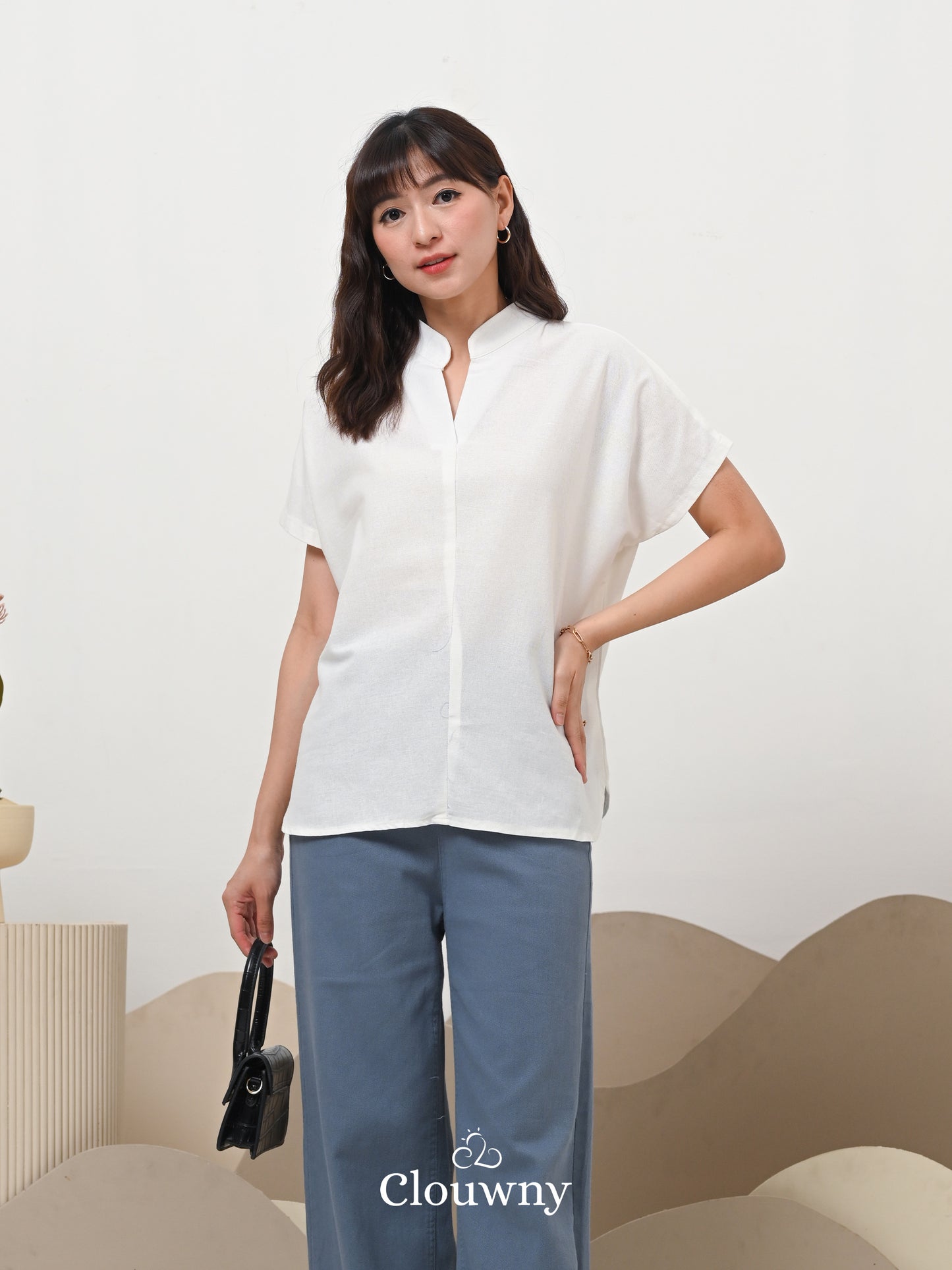 Marfie Loose Blouse Top - White