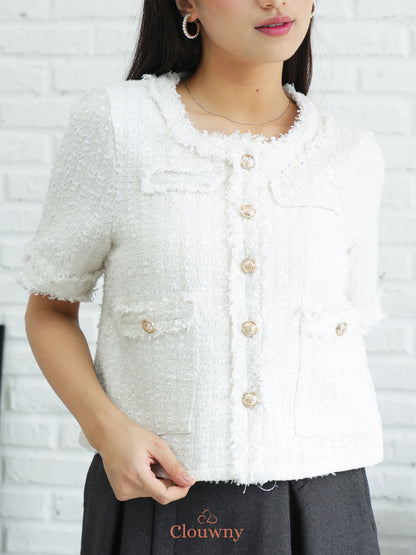 Michigan Tweed Top - White