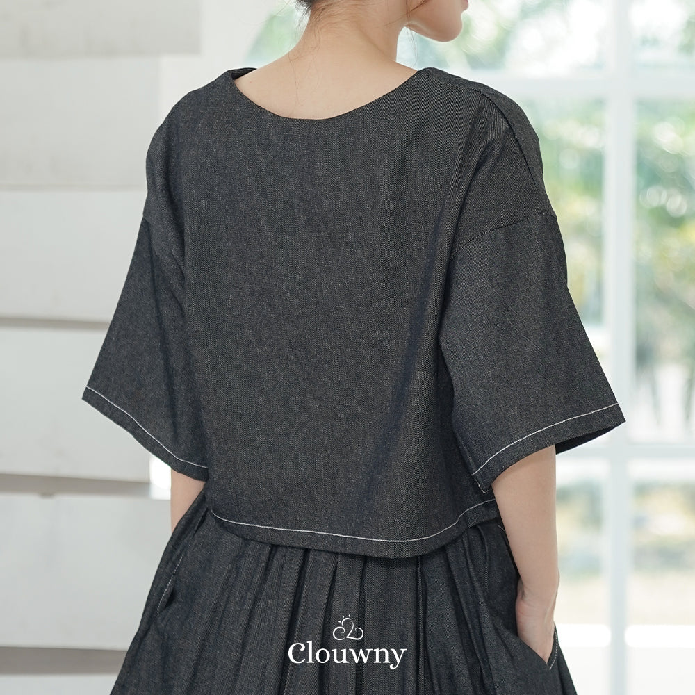 Hansen Vneck Blouse - Grey