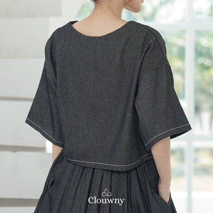 Hansen Vneck Blouse - Grey