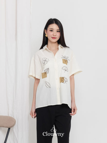 Leaves Cotton Shirt - Cream