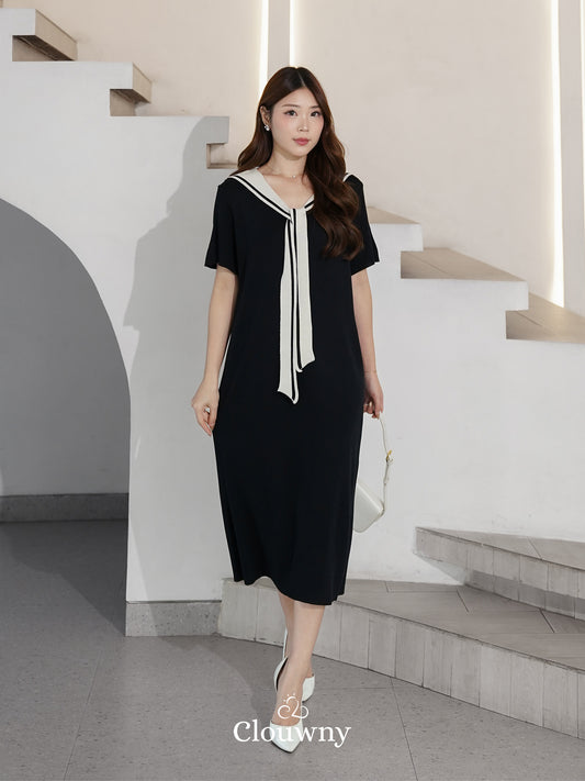 Haru Scarf Knit Dress - Black