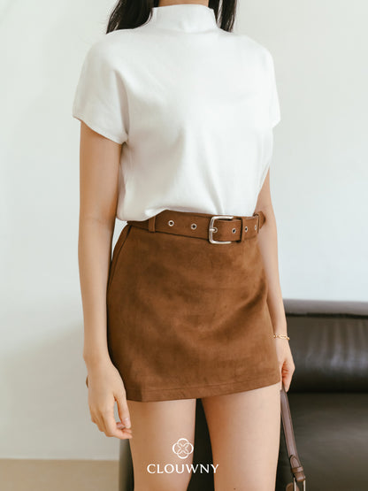 Paula Suede Mini Skort - Mocca
