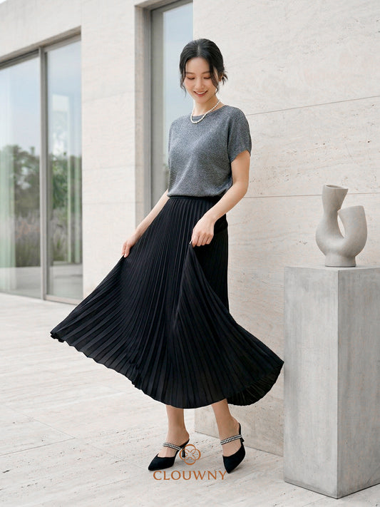 Aretha Pleated Skirt - Black