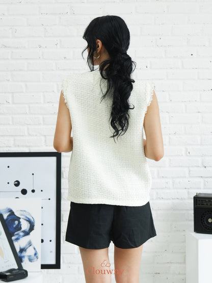 Nada Tweed Vest - White