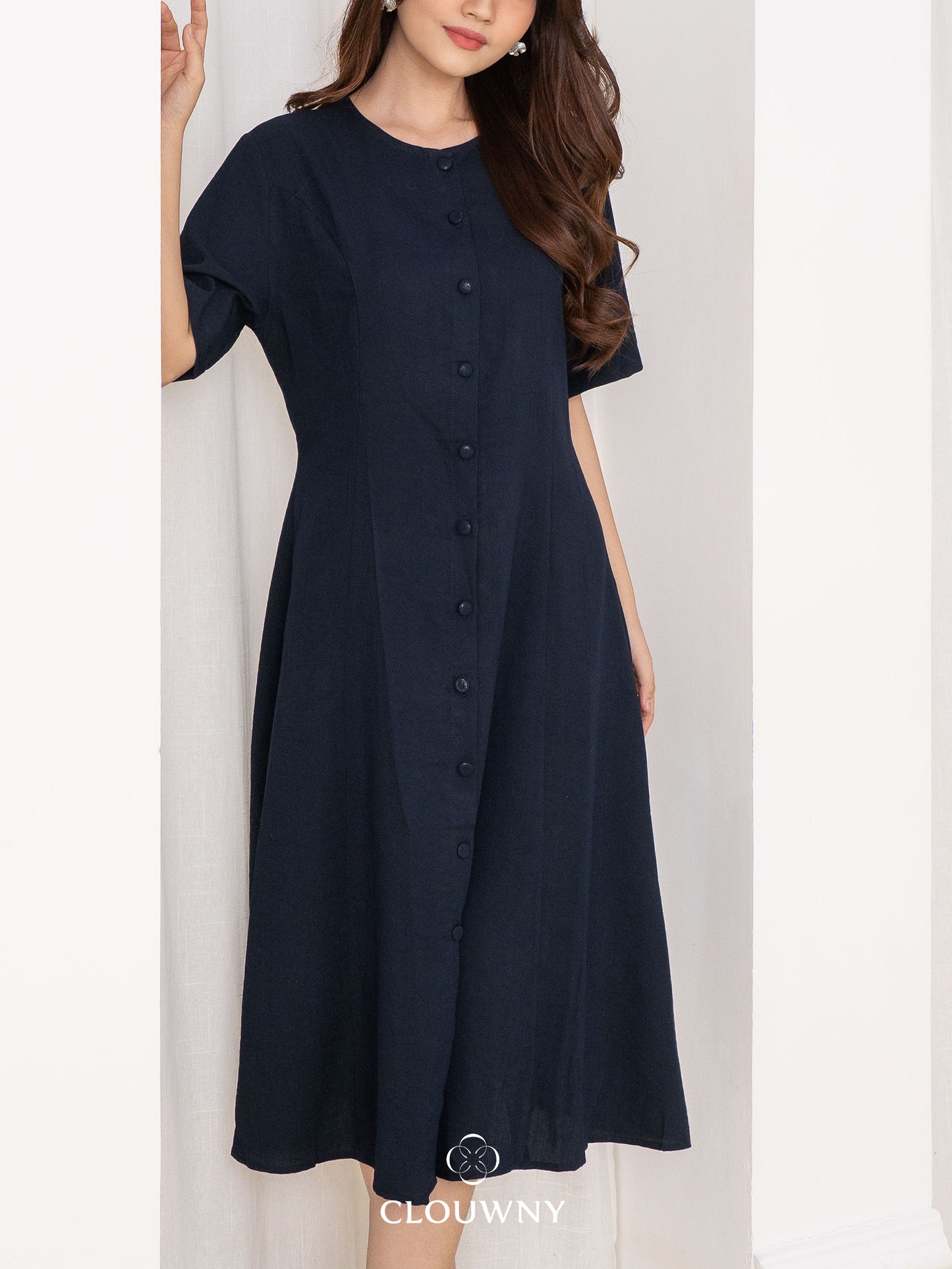 Mirsya Button Dress - Navy