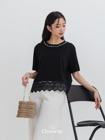 Megan Pearl Blouse - Black