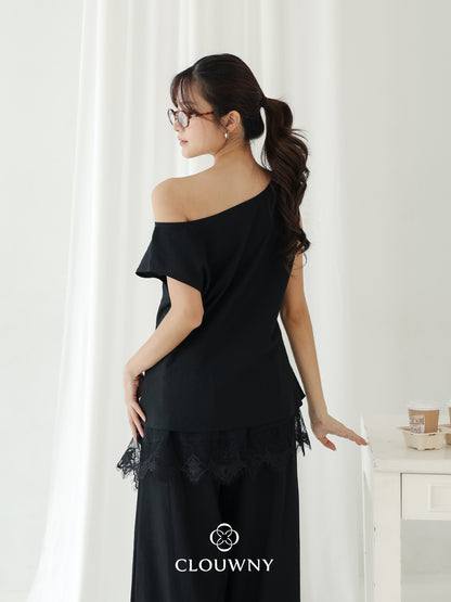 Domia Shoulder Top - Black