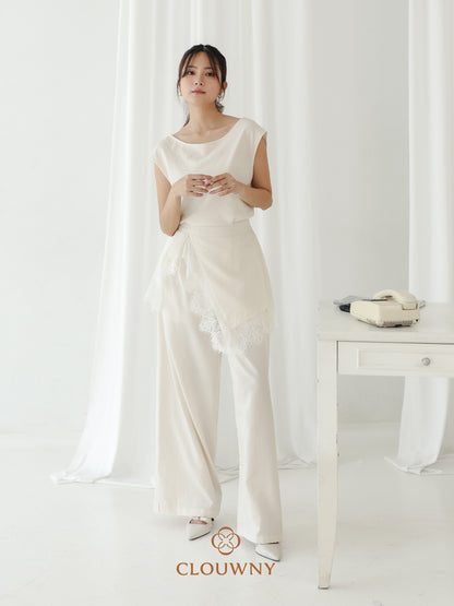 Mercy Lace Cullotes Pants - Broken White