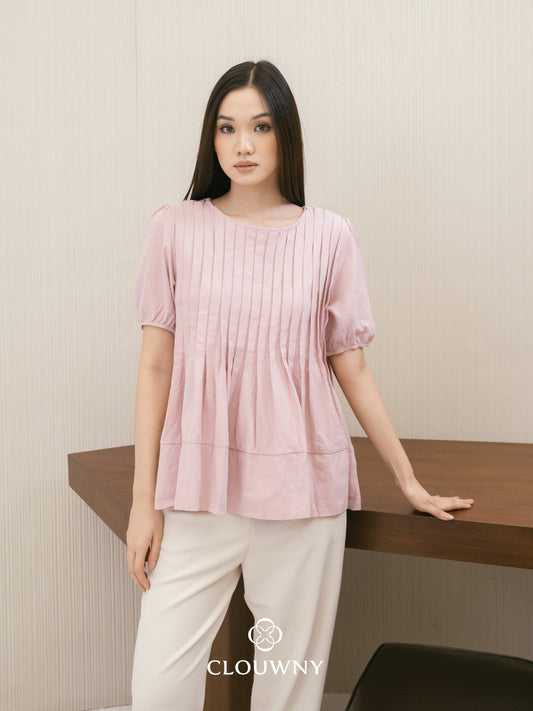 Elysia Pleated Top - Pink