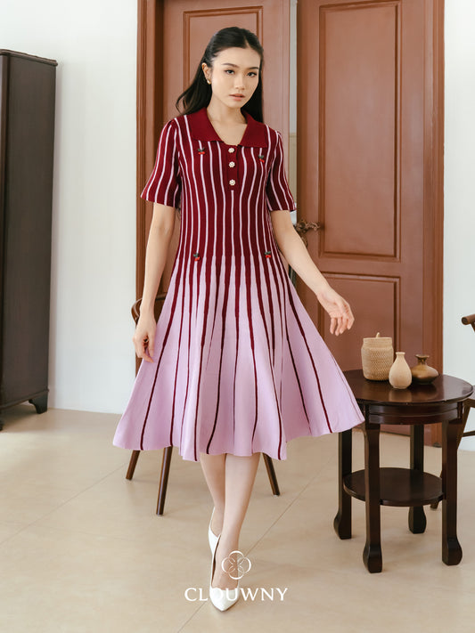 Maryn Gradient Dress - Maroon