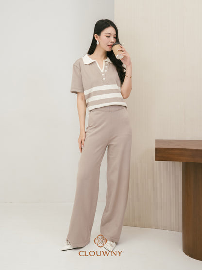 Omara Stripes Knit Set - Beige