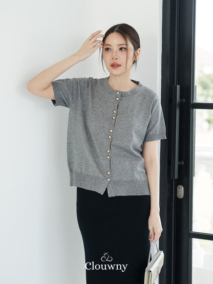 Rizel Double Button Top - Grey
