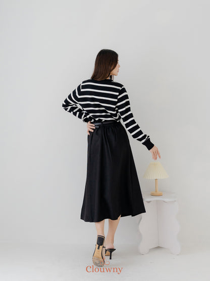 Naomi Stripes Cardigan - Black