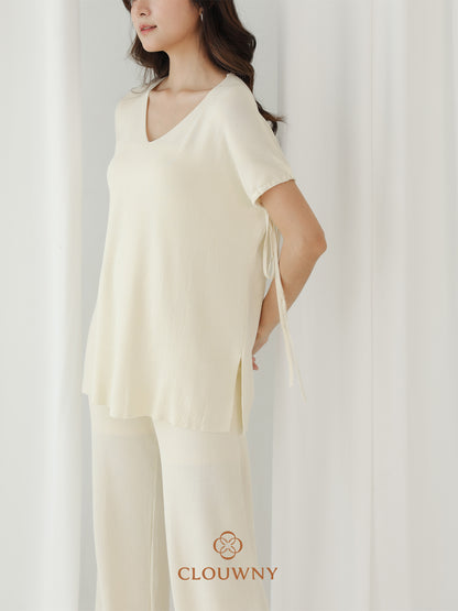 Kala Vneck Knit Set - Broken White