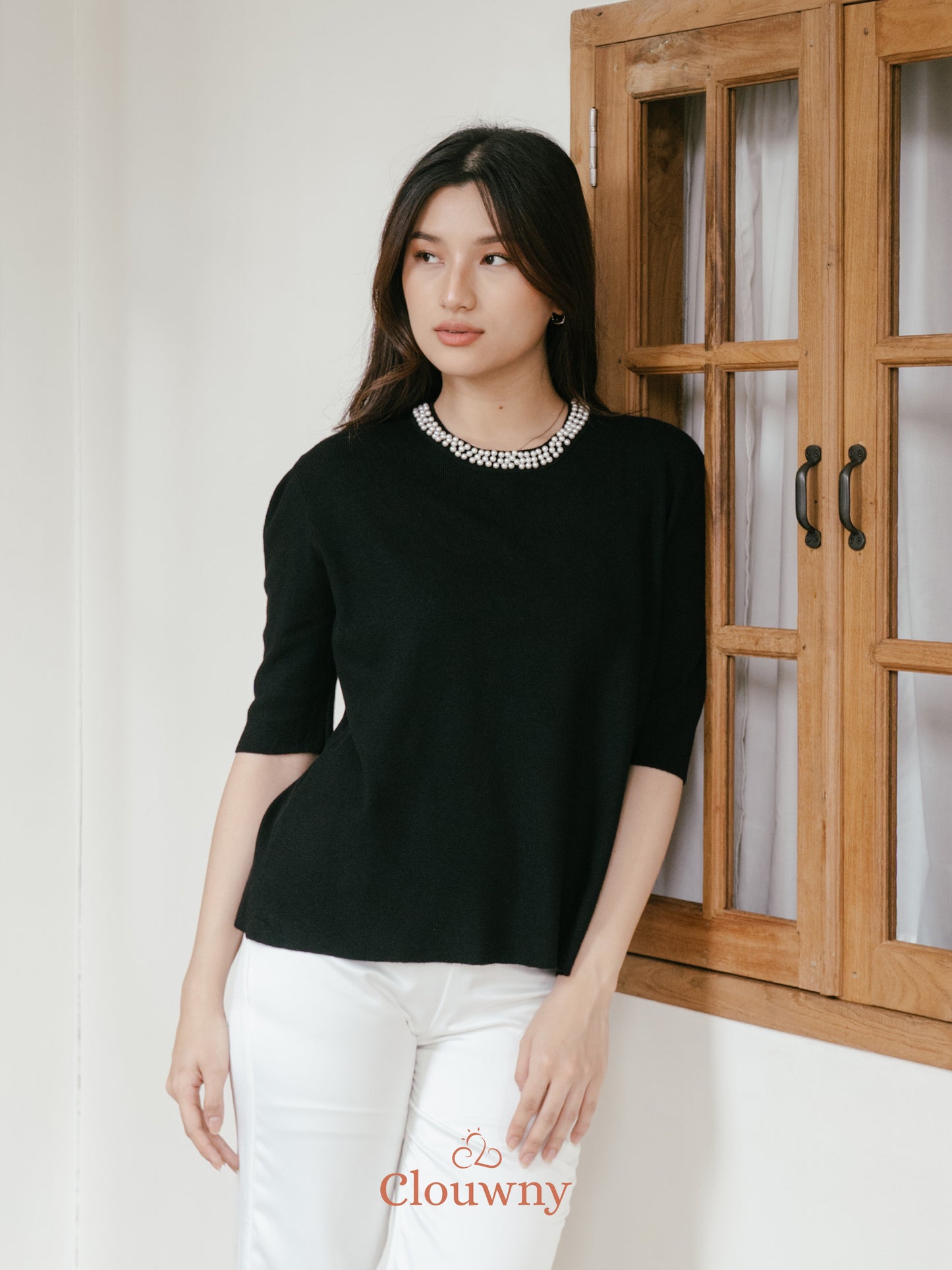 Itza Pearl Knit Top - Black