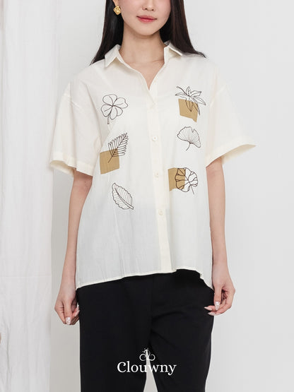 Leaves Cotton Shirt - Cream