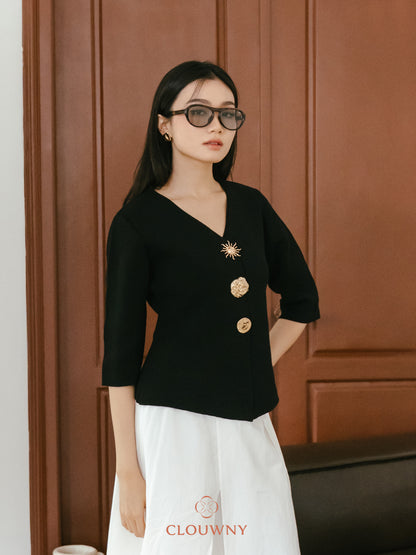 Helios Midisleeve Top - Black