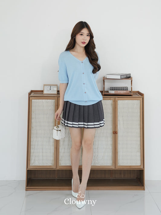 Rok Tenis Garis-Garis - Abu-abu