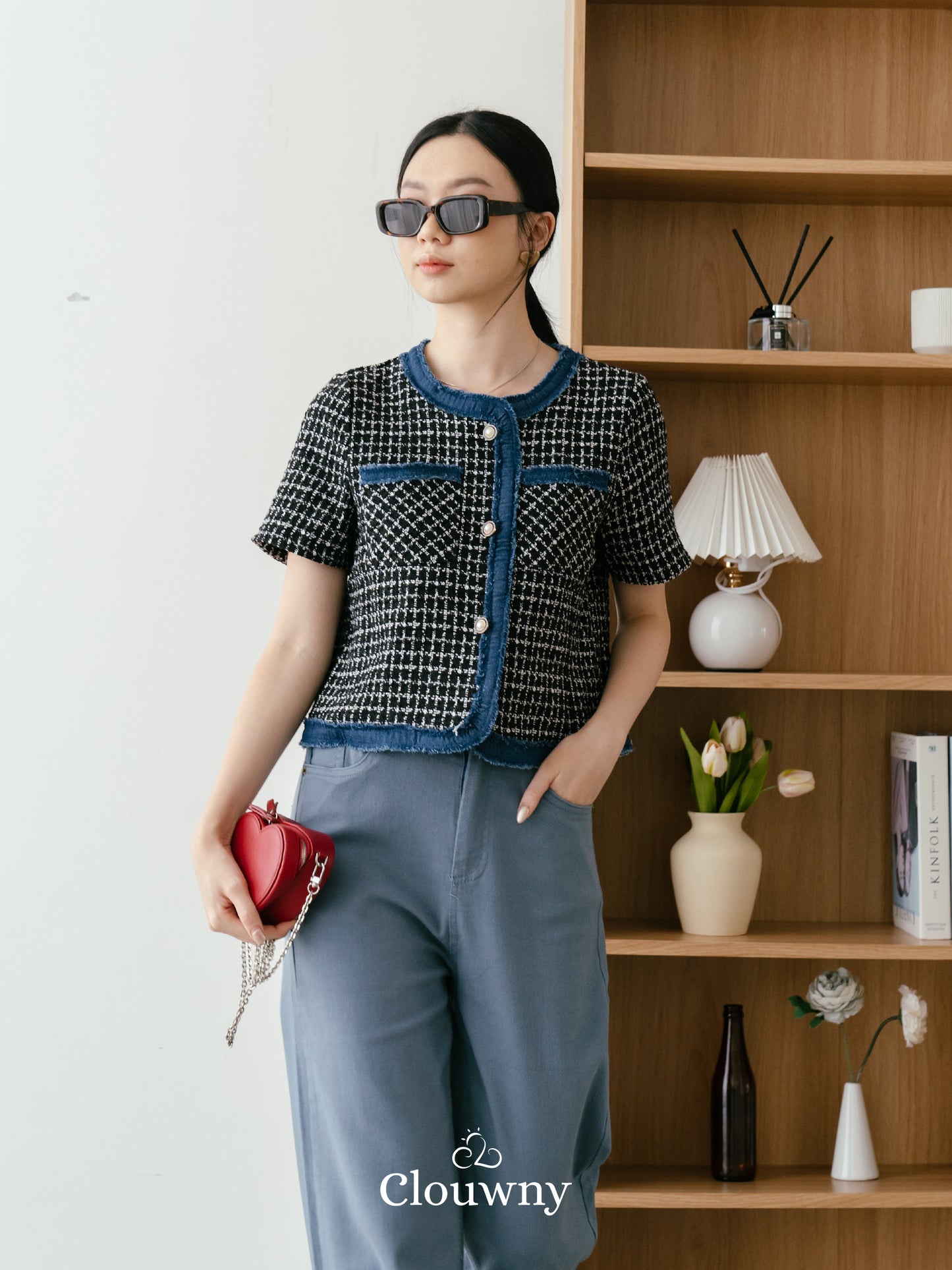 Chicago Tweed Top - Black