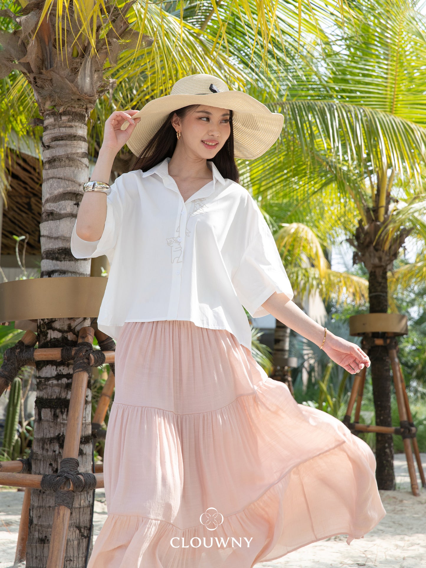 Summer Maxi Linen Skirt - Dusty Pink