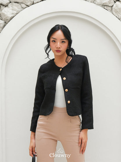 Davia Tweed Blazer - Black