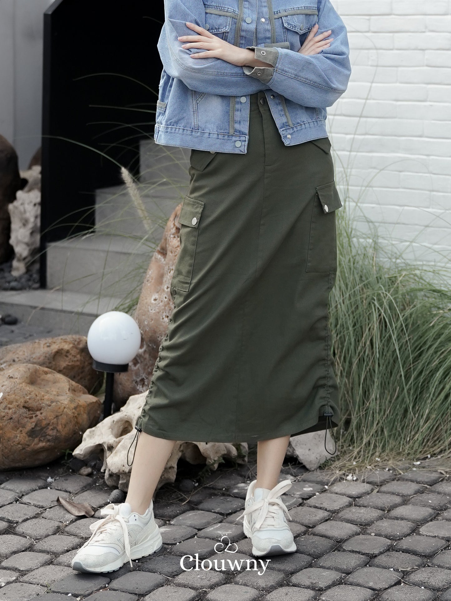 Dex Cargo Denim Skirt - Army
