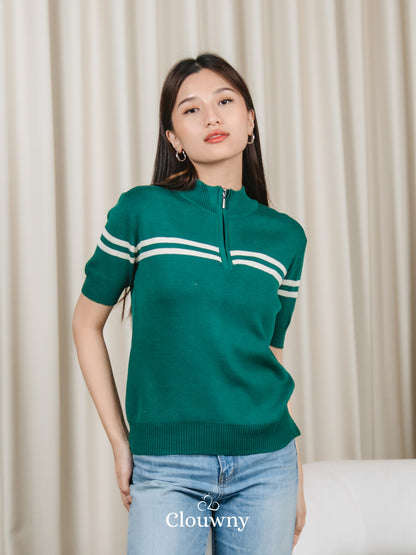 Mia Stripes Top - Emerald Green