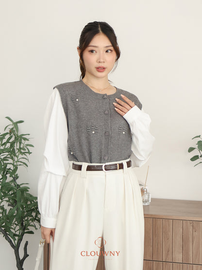 Merita Button Combi Top - Grey
