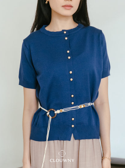 Rizel Double Button Top - Navy