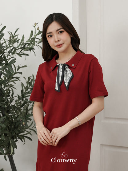 Analise Scarf Dress - Maroon