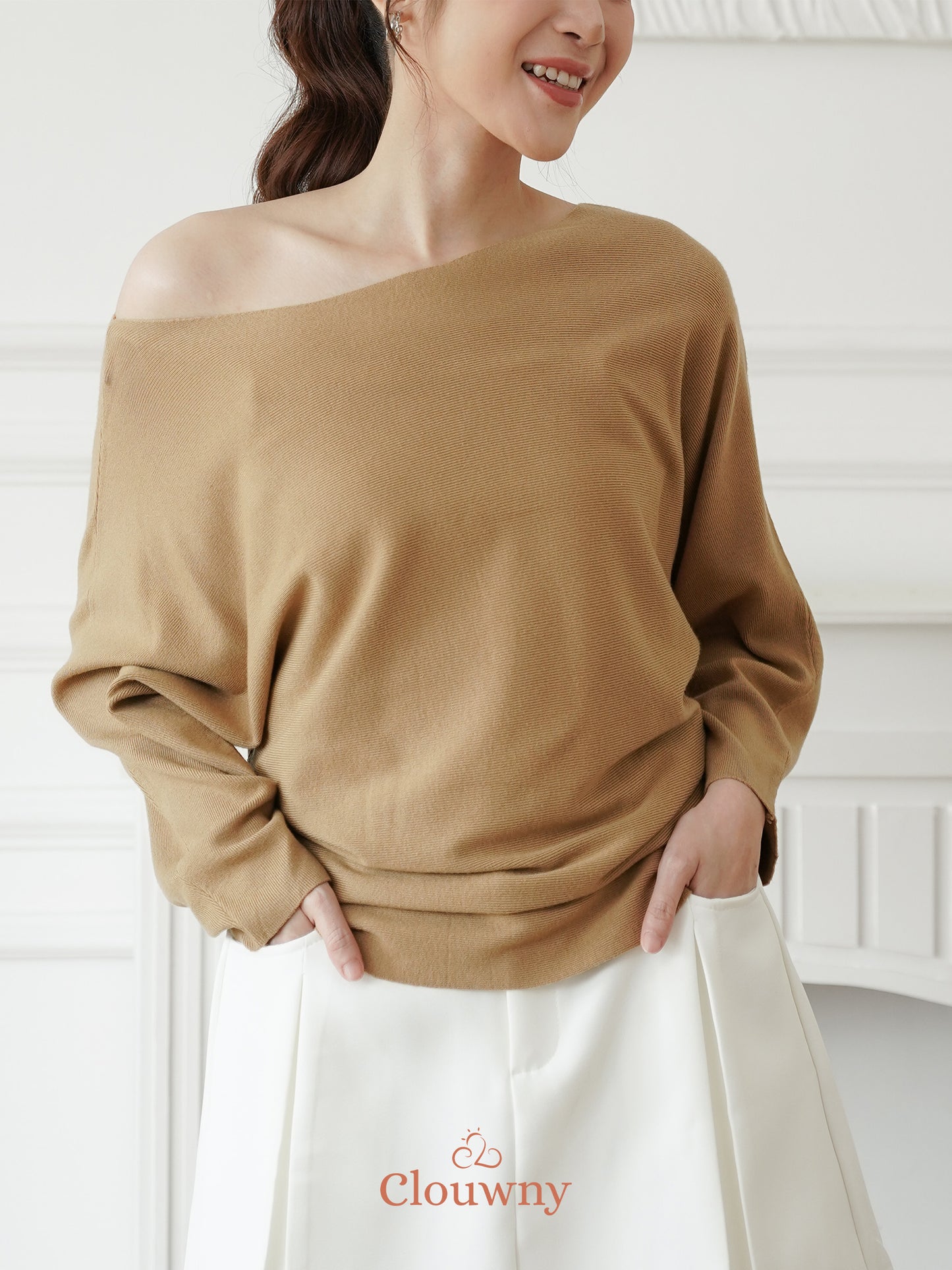 Beatrix Sabrina Knit Top - Khaki