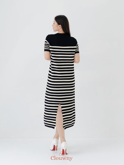 Mona Stripes Dress - Black