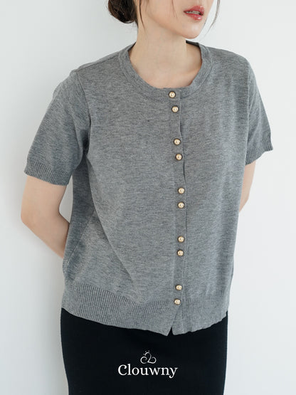 Rizel Double Button Top - Grey