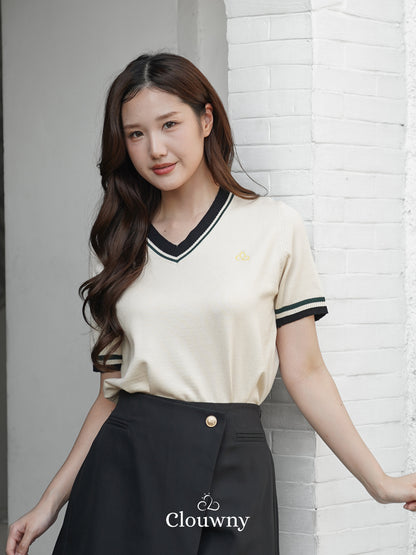 Mesi Vneck Knit Top - Cream